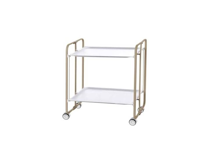 DON HIERRO - Table roulante pliante BAUHAUS châssis couleur sable\, 2 plateaux-Blanc