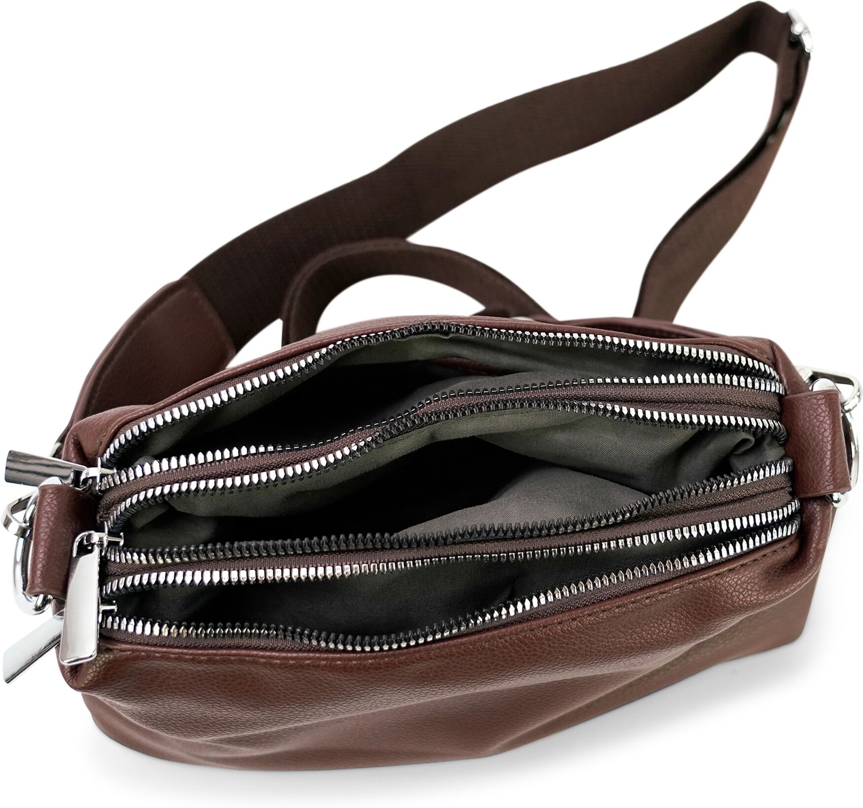 Schultertasche HARPA "BRIAR", Damen, Gr. B/H/T: 27cm x 16cm x 27cm, braun (kastanie), Baumwolle, unifarben, Taschen Schultertasche, mit vielen Fächern