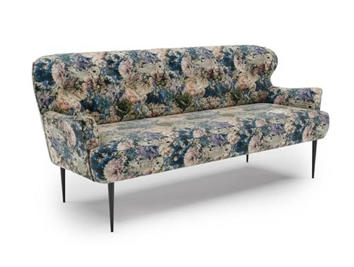 CAVADORE Amba Canapé de Cuisine 3 Places Banc Tendance pour Cuisine ou Salle à Manger / 193 x 97 x 87 cm/Jacquard Tissage Plat : Motif Floral Olive