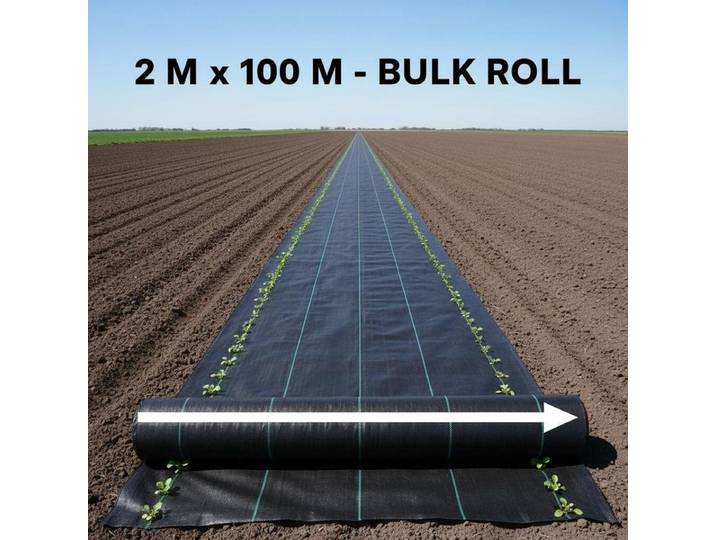 Toile agricole anti-mauvaises herbes, noire mate, 2x100 m, PP