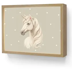 NACHTTISCHLAMPE MIT AKKU Einhorn - Weiß - Punkte 40x30 cm