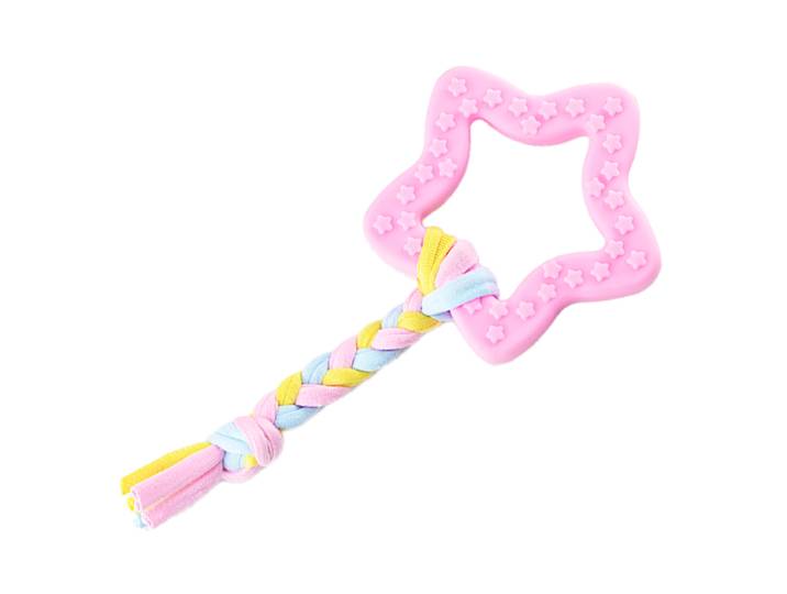 BLINKIT Jouet à mâcher en forme d'étoile rose en corde TPR et tissu pour chiens