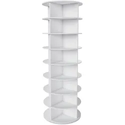 MODFU Schuhschrank PVC Weiß 60x60x184 cm, 8-stöckig, 360° drehbar, freistehend, für bis zu 32 Paar Schuhe