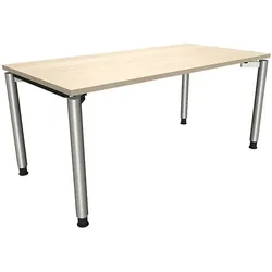 fm Büromöbel Manuell höhenverstellbarer Schreibtisch »Oldenburg« 160 cm 4-Fuß Rundrohr braun, 160x82x80 cm