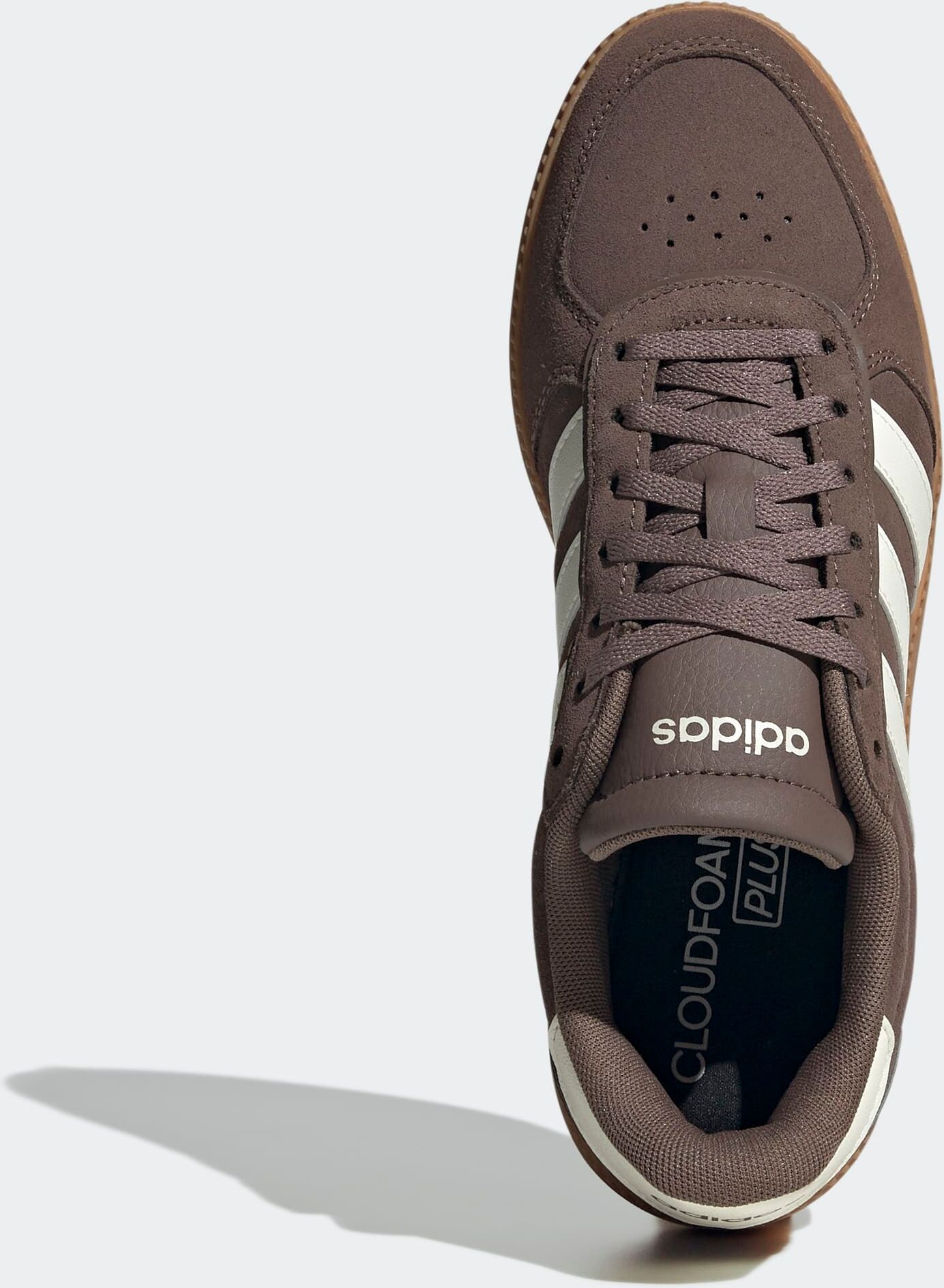 Sneaker ADIDAS SPORTSWEAR "BREAKNET SLEEK", Damen, Gr. 40,5, earth strata, sanftes weiß, gum10, Leder, Synthetik, Schuhe Sneaker, inspiriert vom Design des adidas handball spezial earth strata, sanftes weiß, gum10 40,5
