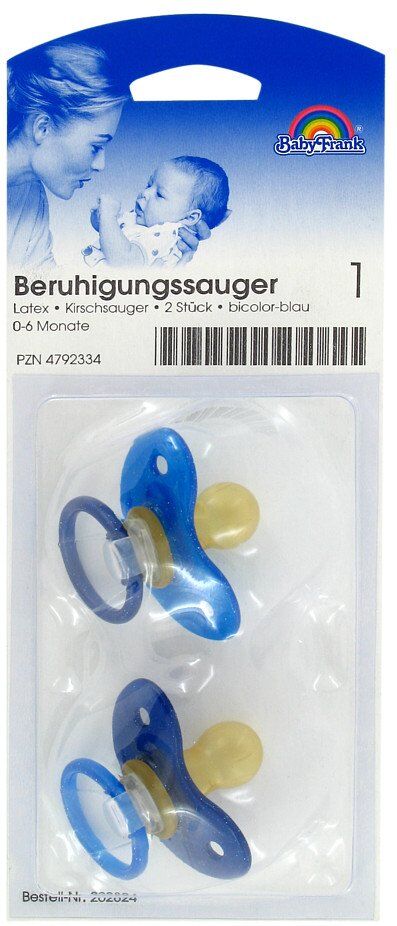 Beruhigungssauger Kirsche Lat.0-6 M.bicol.blau 2stk