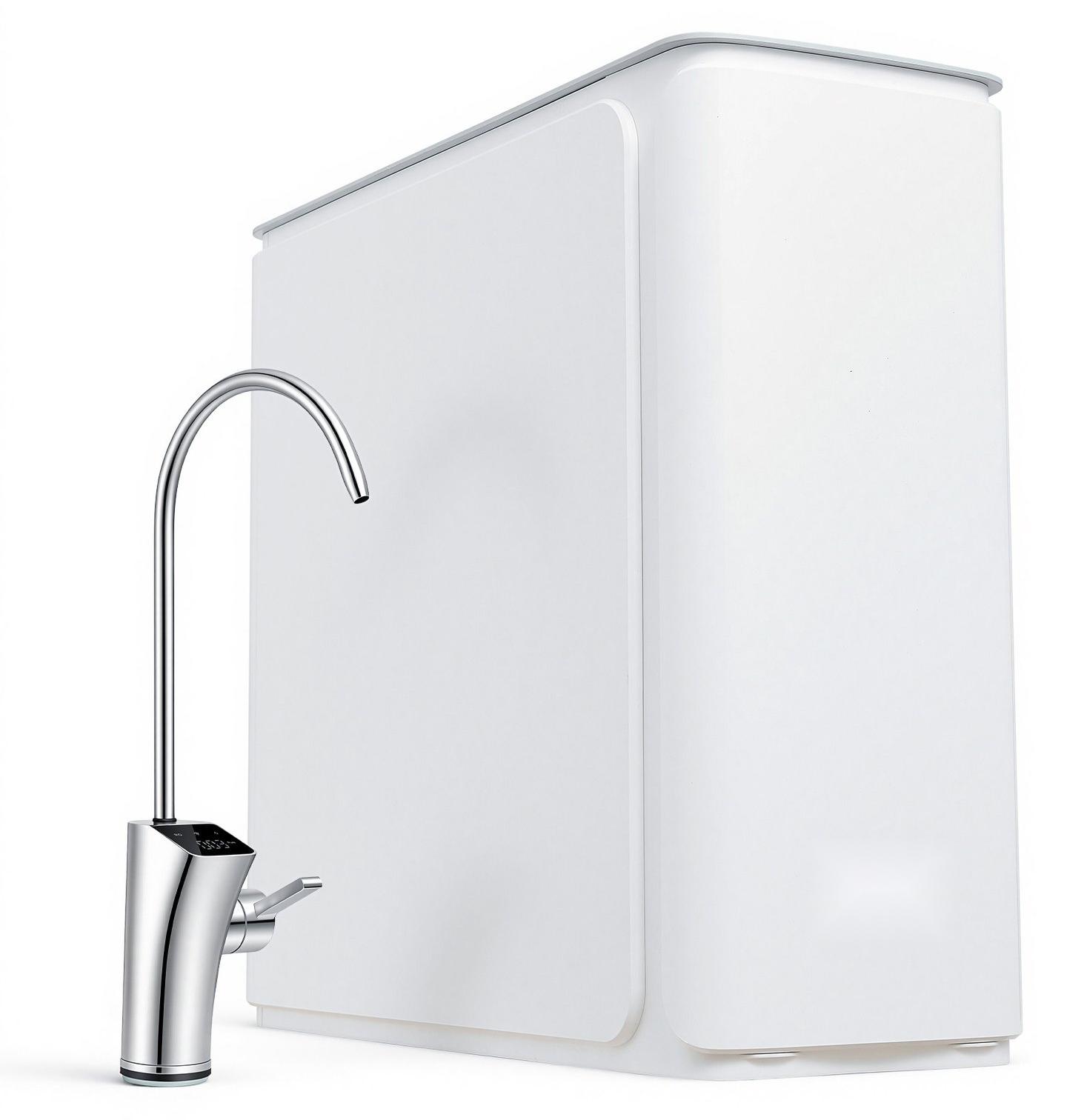 Umkehrosmoseanlage - Untertisch-Wasserfilter - 1000 GPD - 8-stufig - Tanklos - 2:1 Reinwasser-Abwasser-Verhältnis - pH 7,5-8,5 - Edelstahlhahn mit TDS-Anzeige