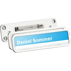 10 Namensschild mit Nadel TEAM 75 x 17 mm, Kunststoff, silber