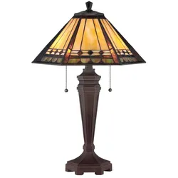 Schreibtischlampe Tischleuchte Beistelllampe Gelber Onyx Metall Bronze 2 Flammig