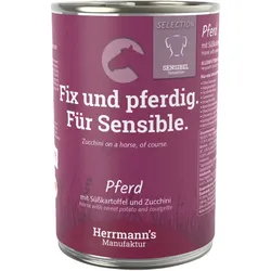 Herrmann's Selection Sensibel / Sensitiv 400g Dose Hundenassfutter Sparpaket 24 x 400g Pferd mit Süßkartoffeln, Zucchini & Borretschöl