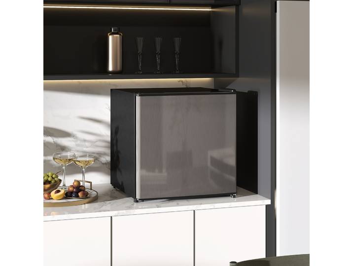 HOMCOM Réfrigérateur Congélateur 46L Portes Réversibles Argenté