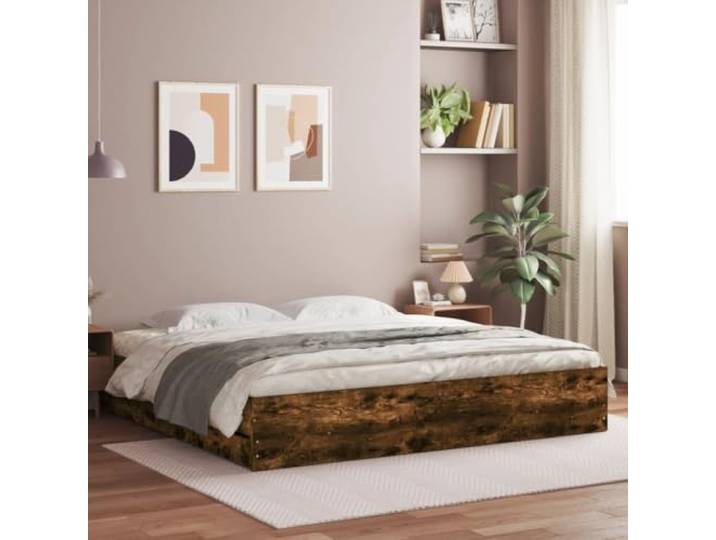RJPLMFV Bettgestell mit Schubladen, rauchfarben, 160 x 200 cm Ohne Matratze, nachhaltiges Holzwerkstoff, Lattenrost inklusive, integrierter Stauraum