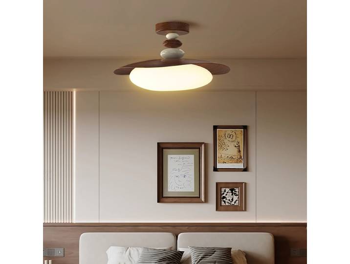 Simple Led chambre pendentif lumières rétro pavé noyer Grain de bois étude plafonnier moderne maison intérieur décor éclairage lampes