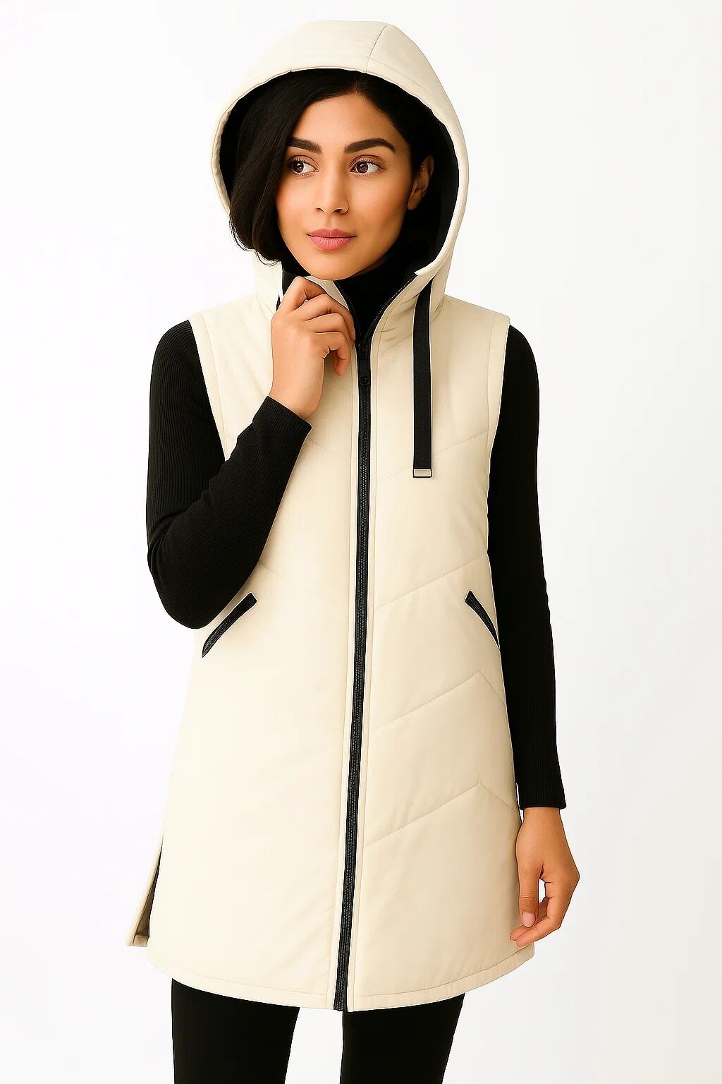 Steppweste LPO "Mascho", Damen, Gr. 36 (S), beige (whisper weiß), Web, 100% Polyester, regular fit hüftbedeckend, Westen Steppweste, Wendeweste whisper weiß 36 (S)
