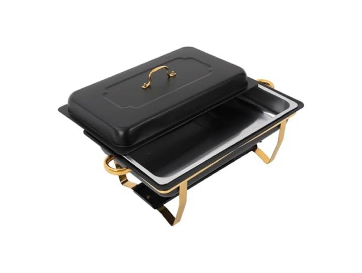 Chafing Dish, Speisenwärmer, Buffet-Set, 8,5 l, Edelstahl Lebensmittelstahl, 9 Qt, versiegelte Deckel, faltbarer Rahmen, Brennstoffhalter, Bankett, Hochzeiten, Empfänge