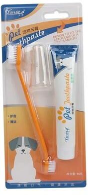 Inspire Select Pet Dental Care Kit Natural Banana Flavor Toothpaste & Toothbrush Set For Plaque, Tartar & Fresh Breath Care vanilla Flavor A
