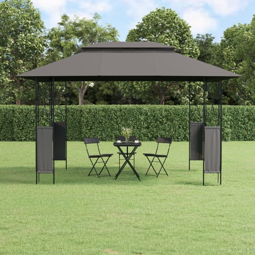 The Living Store Pavillon mit Dach Anthrazit 400x300x270 cm Stahl