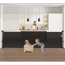 VEVOR einziehbares Babygitter (87 cm hoch ausziehbar bis 280 cm breit) ausziehbares Gitter für Kinder Haustiere, Netzmaterial, Treppenschutzgitter für Innentreppen Türen Flure Spielzimmer, Schwarz