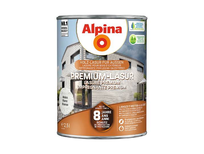 Alpina Premium-Lasur Weiss 2.5 l Seidenmatt