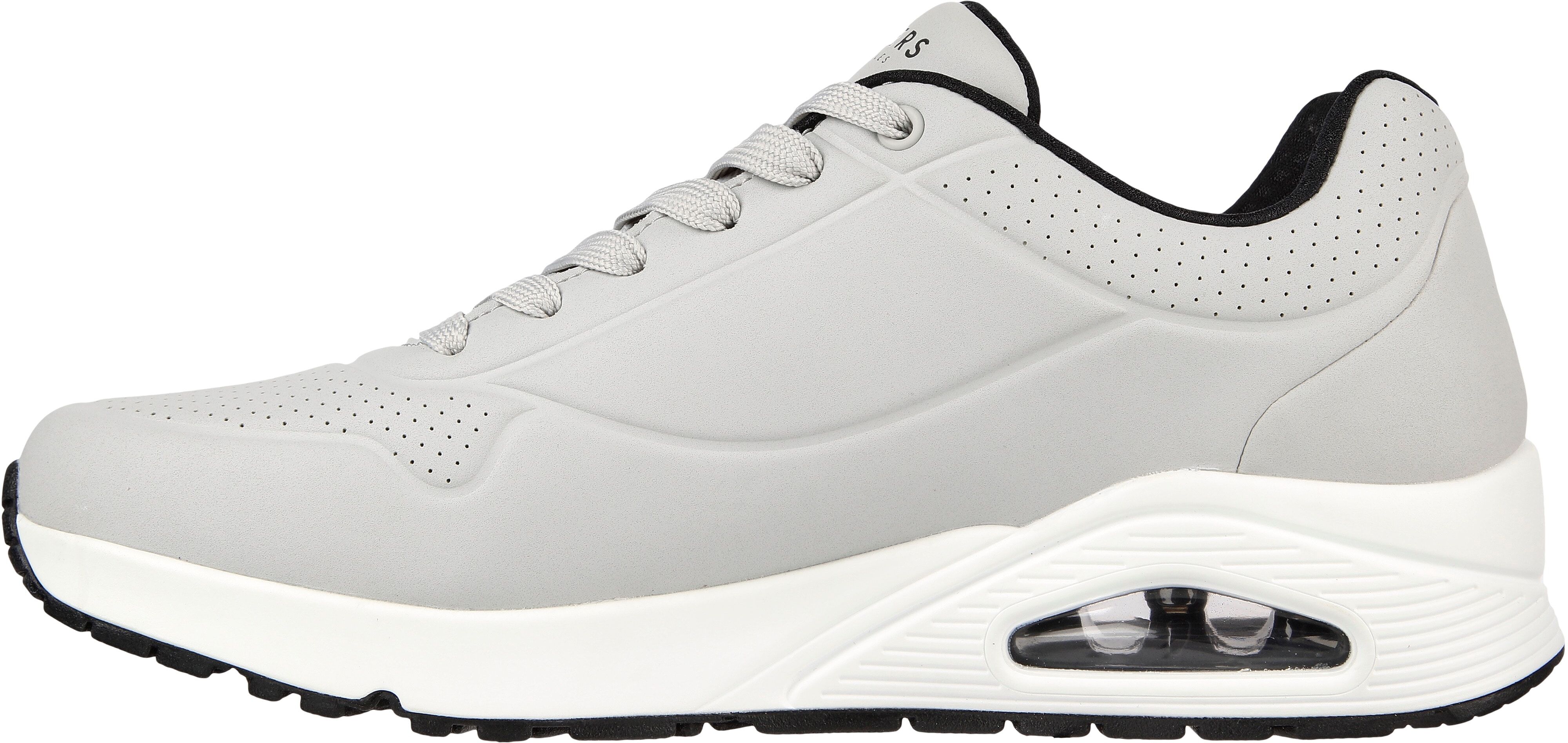 Sneaker SKECHERS "Uno - Stand on Air", Herren, Gr. 40, Textil, grau (hellgrau, schwarz), Lederimitat, Schuhe Sneaker, Freizeitschuh, Halbschuh, Schnürschuh mit Air-Cooled Memory Foam