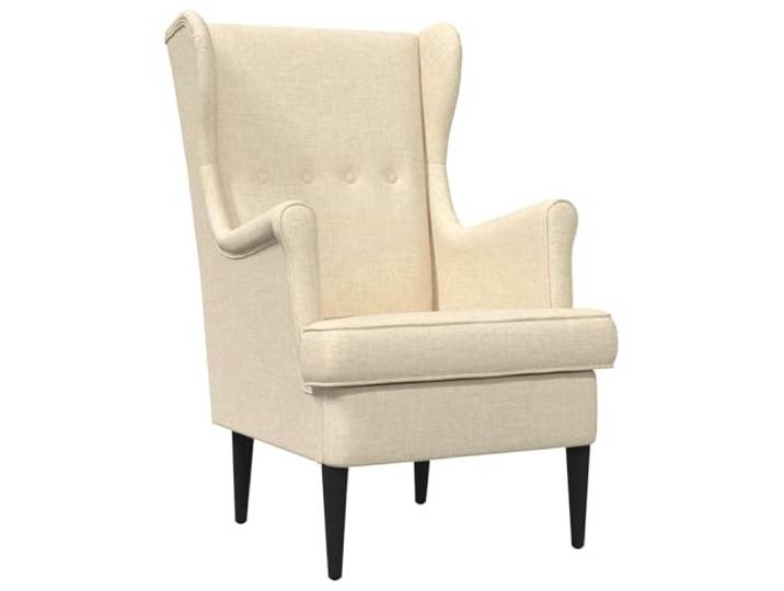 Sessel Creme Stoff mit Schaumstoff und Beine aus Kautschukholz Modernes Design, weiches Gewebe, stabiler Metall-Holzwerkstoffrahmen, ergonomischer Schaumstoff, einfache Wartung