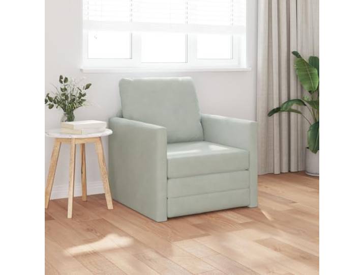 HEFZGDB Moderner Bodensessel mit Schlaffunktion in Hellgrau 74x77x81 cm Kompaktmaße Stilvolles Design Stabile Konstruktion Gemütlicher Sitzplatz Lesesessel Entspannungsmöbel