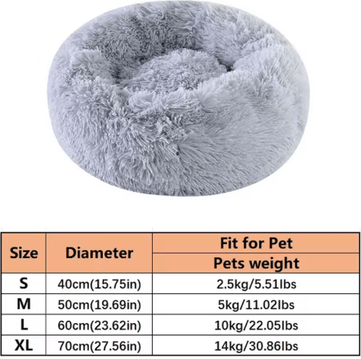 Inspire Picks Soft Plush Faux Fur Donut Calming Bed For Cats & Dogs gray l(60x60cm)