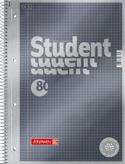 BRUNNEN 5 Collegeblöcke Student Premium kariert DIN A4 Innenrand