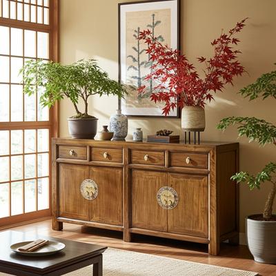 OPIUM OUTLET Asia Möbel Kommode Schrank Sideboard Hochzeitsschrank 31196 kastanien-braun Landhaus-Stil asiatisch chinesisch orientalisch