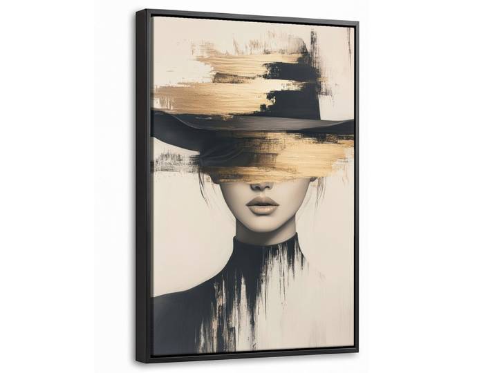 LEINWAND Bilder mit Rahmen - Frau - Hut - Farbe - 20x30