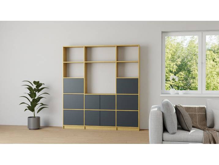 Stylische TV Wand - TV-Regal nach Maß Eiche Natur geölt