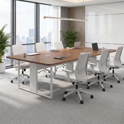 1Easylife "9FT Conference Table, Conference Room Table, 110.24""W ×55.12""D Office Meeting Table with Cable Grommet Metal Pedestal Seats 8‑10"