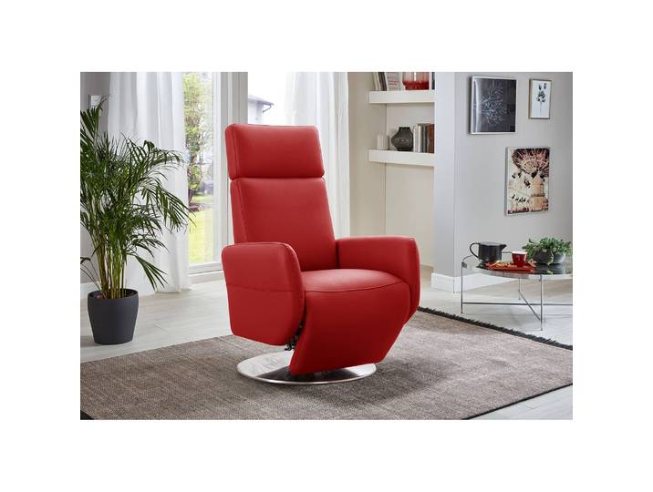 Relaxsessel Bosville Rot Echtleder Pua Manuelle Verstellung Relaxfunktion 71 x 110 x 82cm
