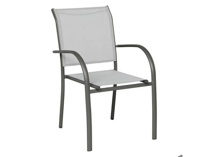 Fauteuil de jardin empilable  Piazza  galet & graphite aluminium traité époxy - Hespéride