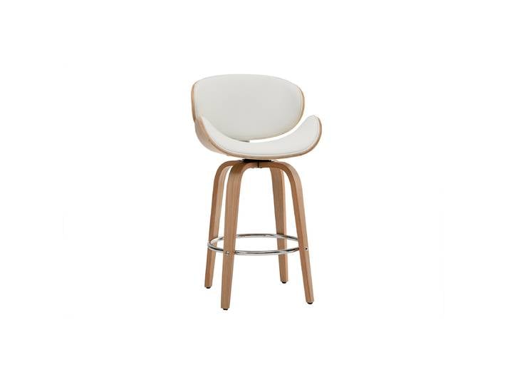 Tabouret de bar pivotant blanc et bois clair H68 cm pivotant 360° WALNUT