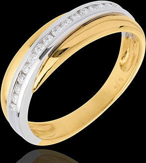 Edenly Trauring Diamantenband in Weiss- und Gelbgold - Kanalfassung - 16 Diaman