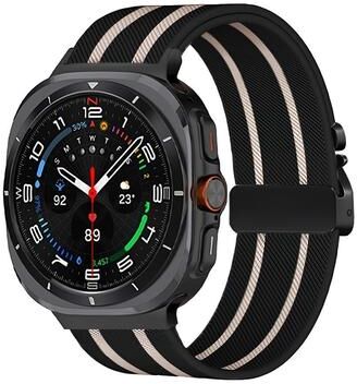 Everyday Crate Samsung Galaxy Watch Ultra 47mm Nylon Watch Band Parachute Buckle Elastic Braided Replacement Strap black Starlight
