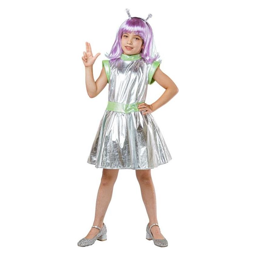 GoDan Silbernes Alien-Kostüm für Kinder, Grösse 110/120 cm (110) (58218186)