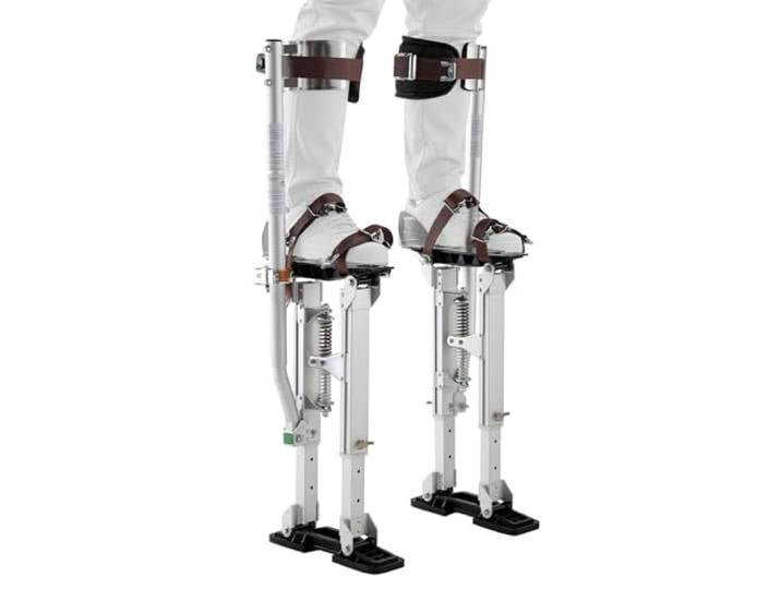 VEVOR Échasses de Plaquiste Réglables 409-613 mm\, Échasses pour Cloison Sèche et Peintre\, en Alliage d'Aluminium\, Capacité Charge 103 kg\, Pieds Antidérapants\, Double Amortissement à Ressorts\, Argent