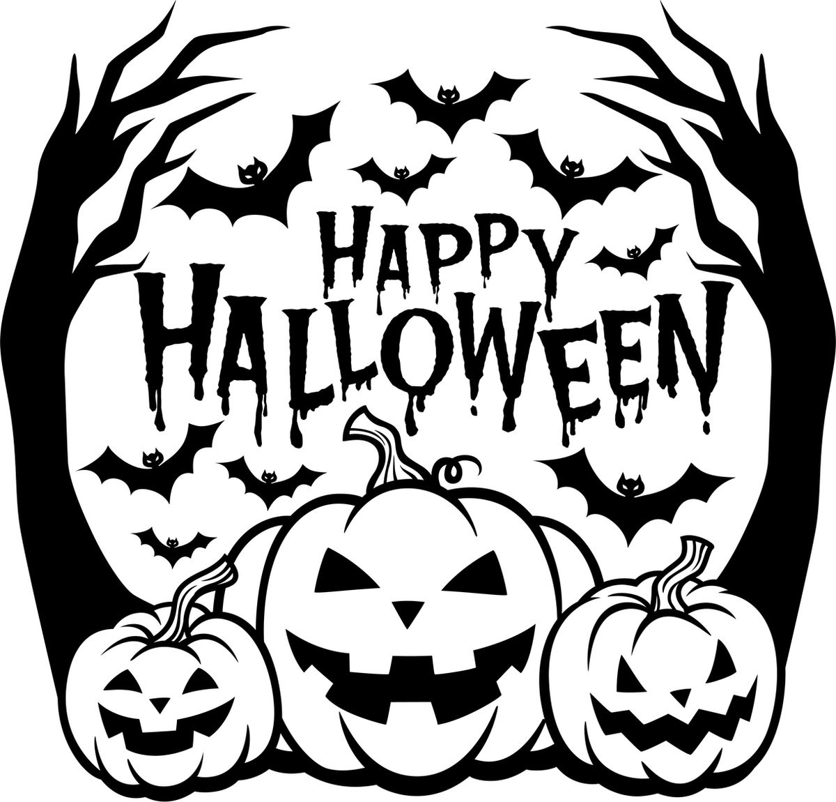 Zwarte Halloween raamsticker voor volwassenen