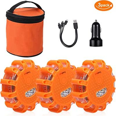 Smart Shopping Spot LED Road Flares Emergency Safety Lights USB Rechargeable & Magnetic 3 Pack Rechargeable
