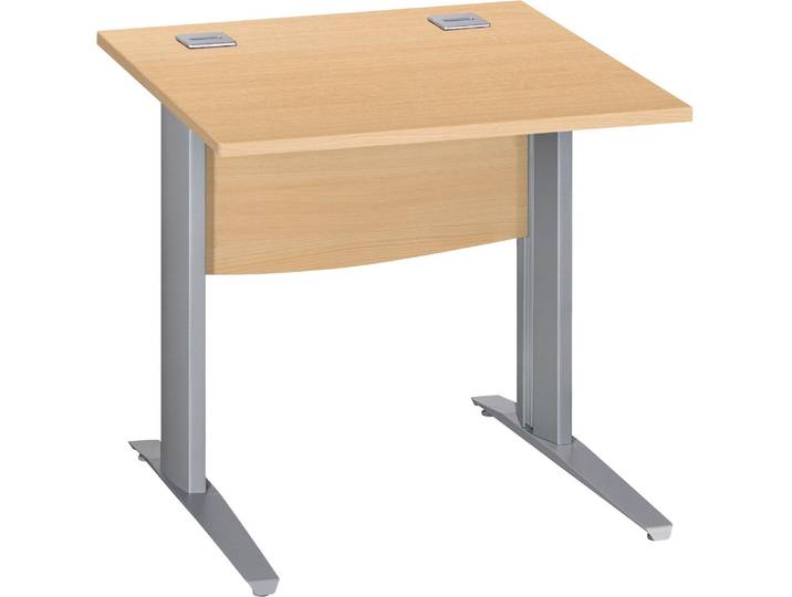 Bureau droit Excellens L 80 cm hêtre piétement '' L'' métal alu - - Bruneau