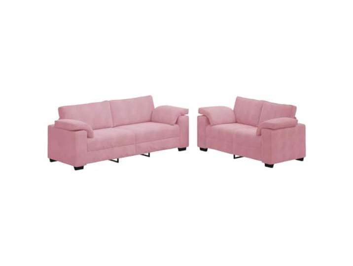 Makastle 2er Set Sofa Couch mit Kissen, rosa Samt