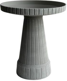 Tierra Garden 19-Inch Modern Ribbed Fiber Clay Outdoor Birdbath with Fillable Base, 1-Gallon Basin – Multiple Colors