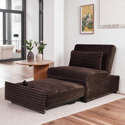 Convertible Sleeper Sofa with Pull-Out Bed and Adjustable Backrest and Accent Pillow
