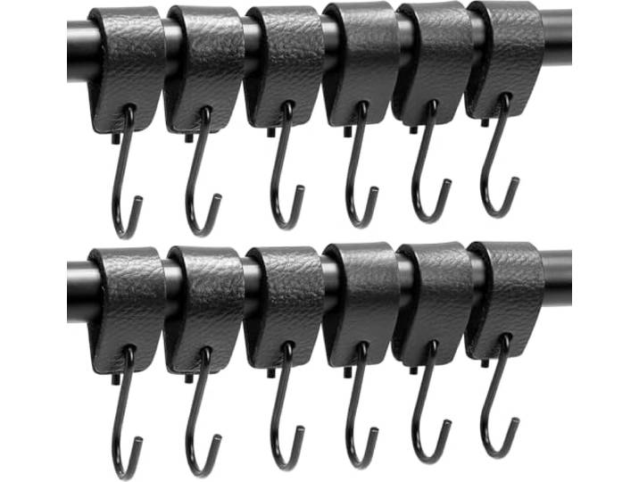 Brute Strength – Multifunctionele haken met leren lus – Zwart – 12 stuks