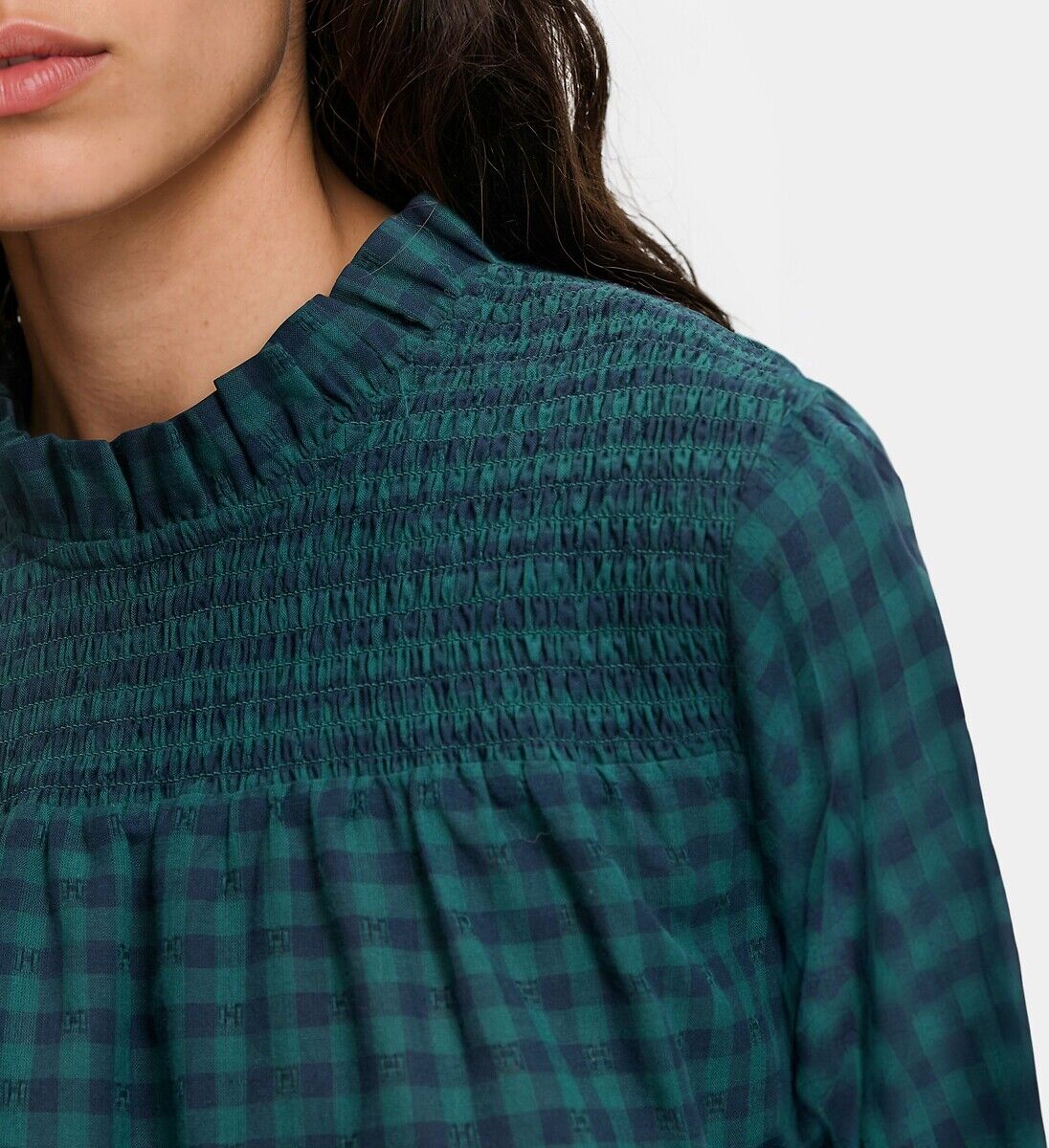 LA REDOUTE COLLECTIONS Blouse à carreaux, smockée, col volanté