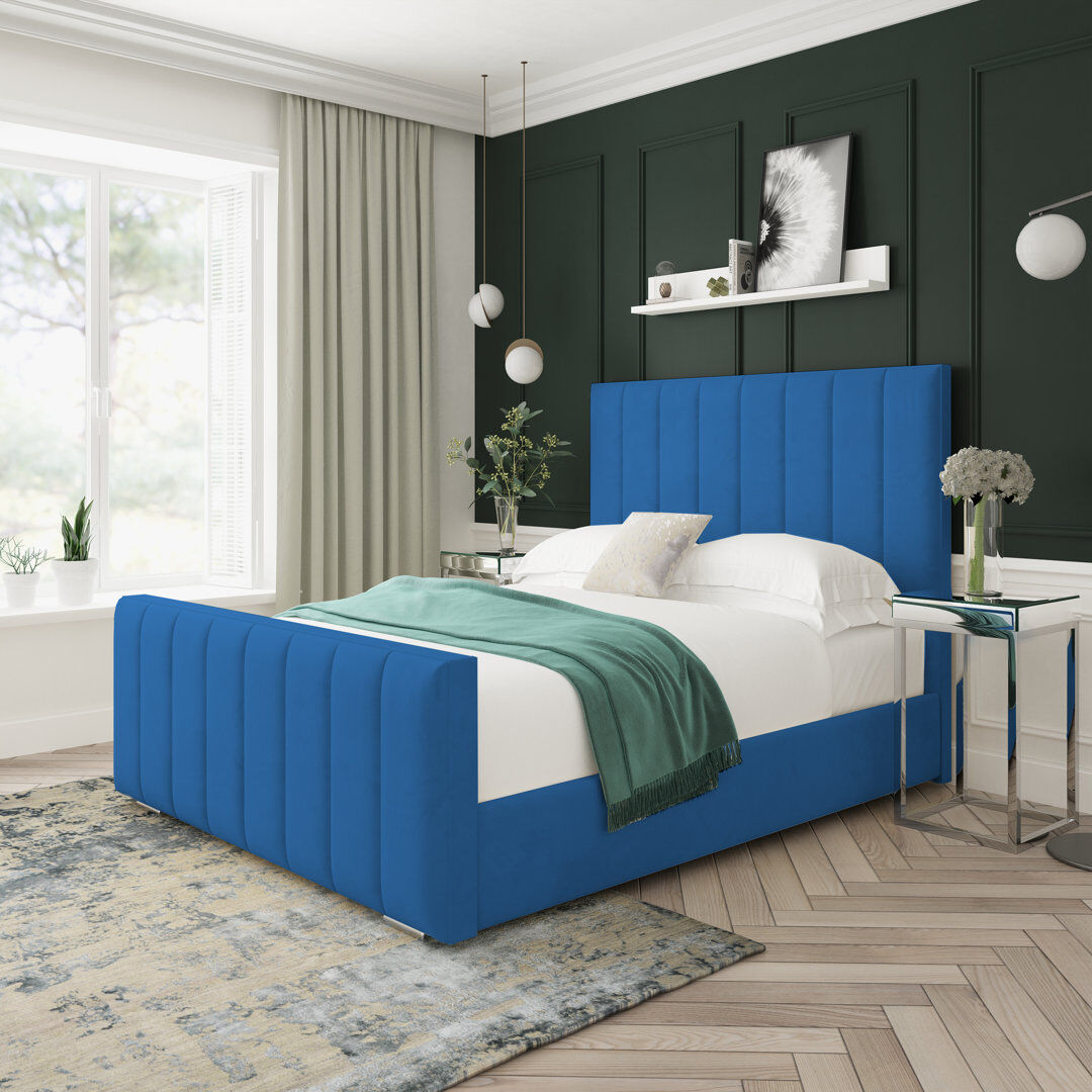 Lark Manor Upholstered Platform Bed Blue Single (3')