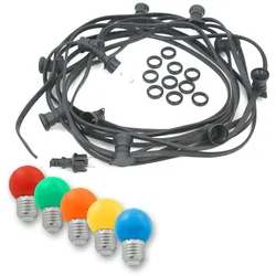 Illu- Party Garten Außenlichterkette 10x E27 bunte LED Kugellampen 10m