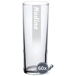 Gravur Kölschglas Bierglas 0,2 l mit Eichung Name mit Hintergrundschatten - 60 Stück